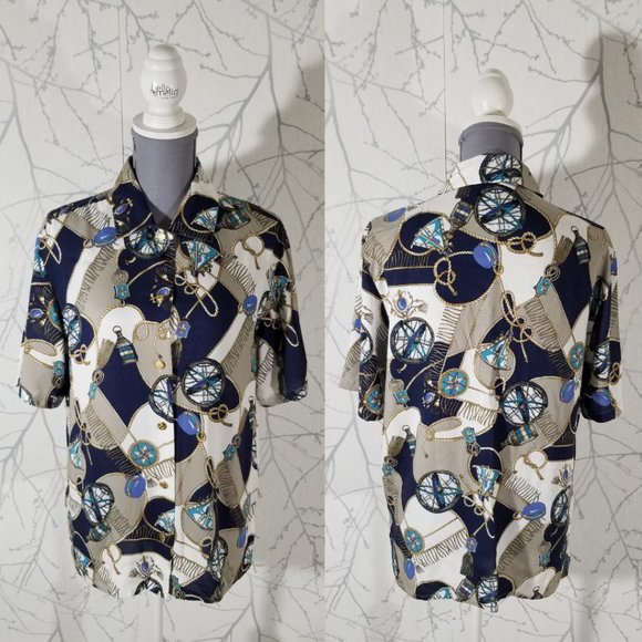 St. Michael VTG Nautical Sailing Printed Pleated Midi Skirt Set - Picture 5 of 7